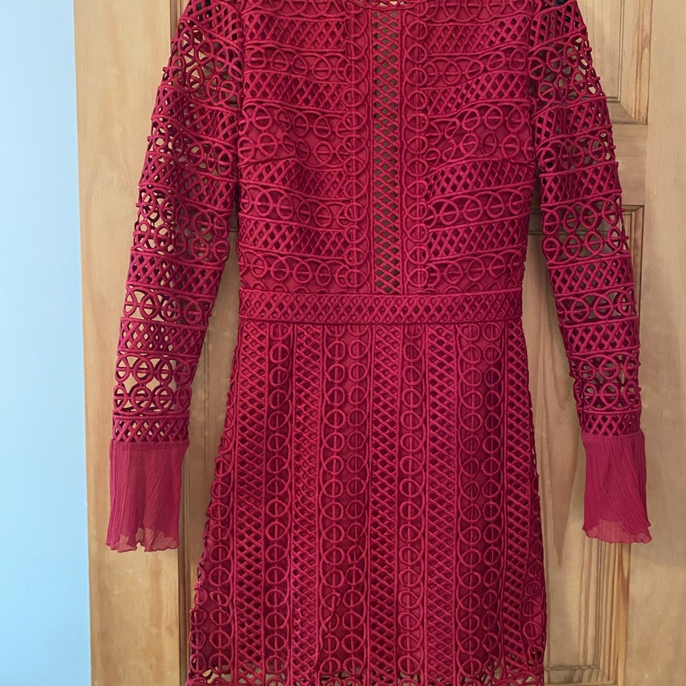 SAYLOR Vibrant Red Lace Dress - Picture 2 of 7